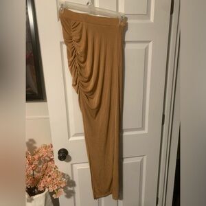 Elegant Tan Ruched Skirt